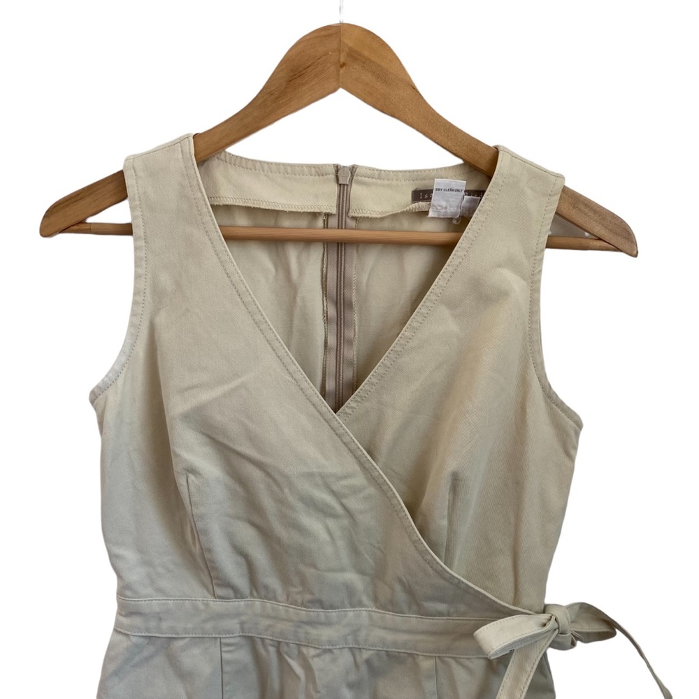 Isabella Bird Anthropologie Cream/ Beige Dress with Side Tie and V-neck - Picture 3 of 6